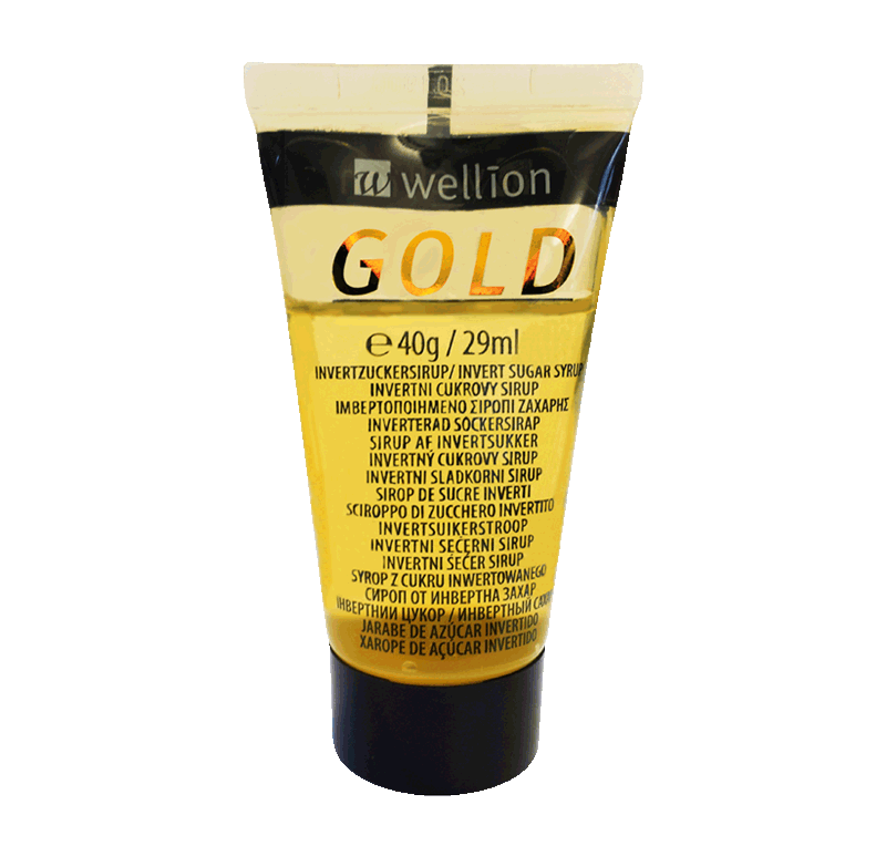 Wellion GOLD Invertzuckersirup ist durch seine einfache Handhabung und rasche Energie bestens geeignet. Die Tube ist vor dem ersten Öffnen mit einem Hygienesiegel sicher verschlossen, und dank dem Schraubverschluss wiederverschließbar. Angenehmer Vanillegeschmack. Foto